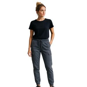 The North Face Women’s Tapered Mid Weight Gray Cargo Joggers Elastic Waistband 6